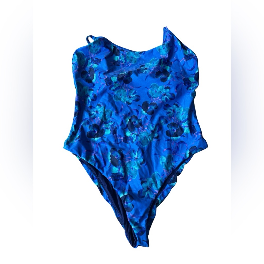 Title Nine Medium Blue Floral One Piece Swimsuit‎